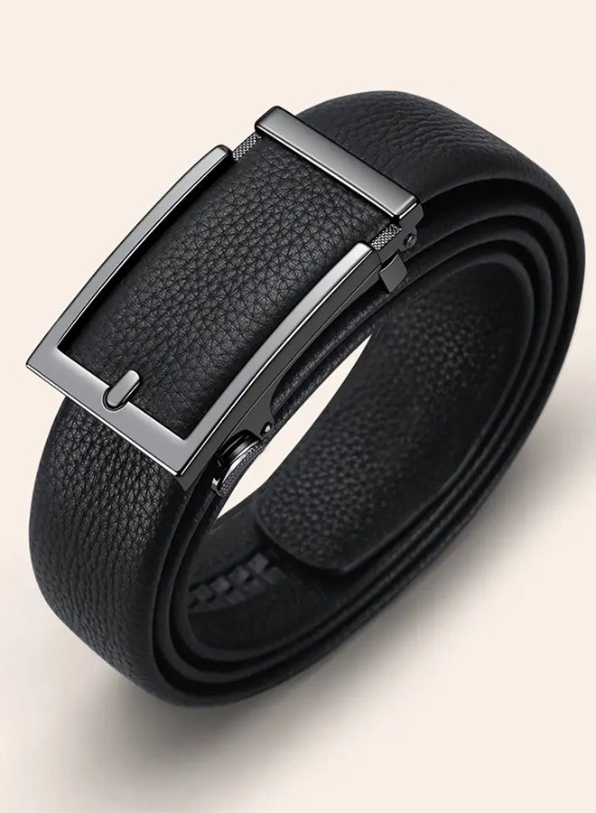 Premium Men'S Internal Buckle Leather Belt – Hidden Tail Design, Top-Grain Cowhide Dress Belt For Business & Casual Wear (3.5cm, Black) - Image 1