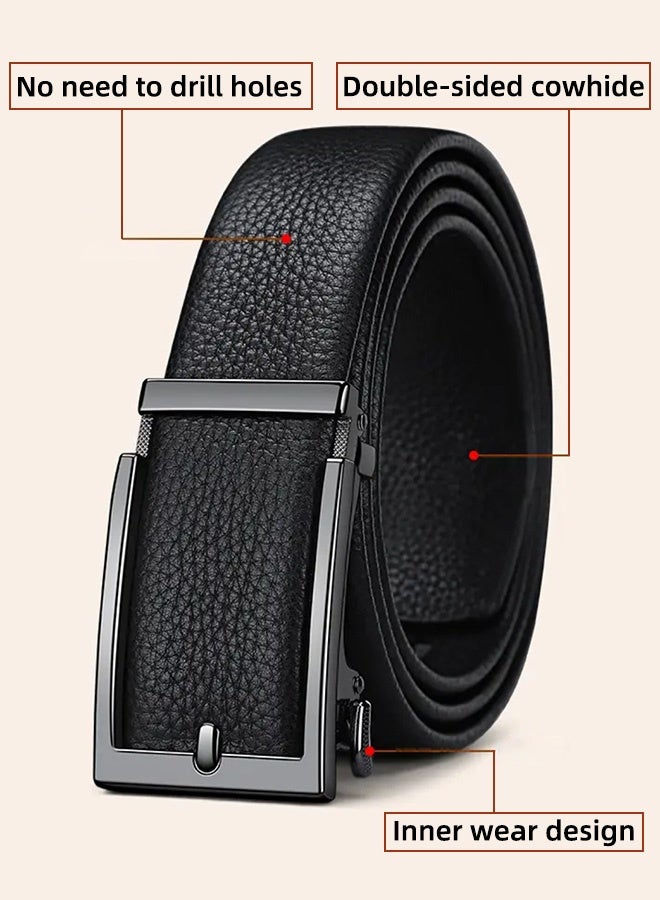Premium Men'S Internal Buckle Leather Belt – Hidden Tail Design, Top-Grain Cowhide Dress Belt For Business & Casual Wear (3.5cm, Black) - Image 2