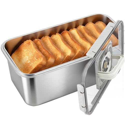 ANYPROLUS Bread Box Stainless Steel Bread Storage for Homemade Bread, Dishwasher Safe Bread Containers Storage Airtight Loaf, Airtight Bread Storage Container with Lid and Handle - Image 1