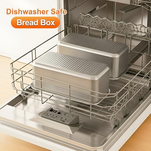 ANYPROLUS Bread Box Stainless Steel Bread Storage for Homemade Bread, Dishwasher Safe Bread Containers Storage Airtight Loaf, Airtight Bread Storage Container with Lid and Handle - Image 2