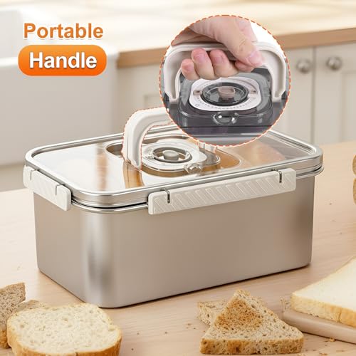 ANYPROLUS Bread Box Stainless Steel Bread Storage for Homemade Bread, Dishwasher Safe Bread Containers Storage Airtight Loaf, Airtight Bread Storage Container with Lid and Handle - Image 3