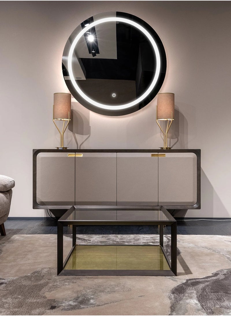 No branded Echo Smart Mirror 60 CM Round Shape LED Bathroom Mirror, Wall Mounted LED Vanity Mirror with touch button backlit Bedroom and Mackup Mirror, Premium quality Corner Edged LED smart Mirror  Ideal for Bathroom, Kitchen, Bedroom, living room, hallway  - Image 3
