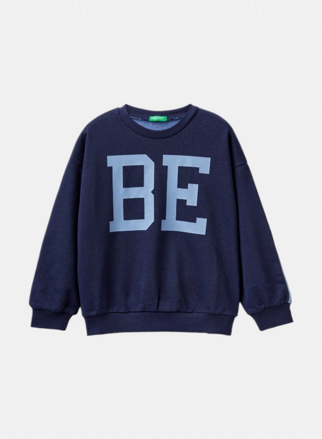 Benetton Girls Color Block Sweatshirt With Print - Image 1