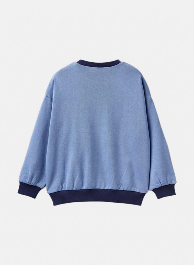 Benetton Girls Color Block Sweatshirt With Print - Image 3