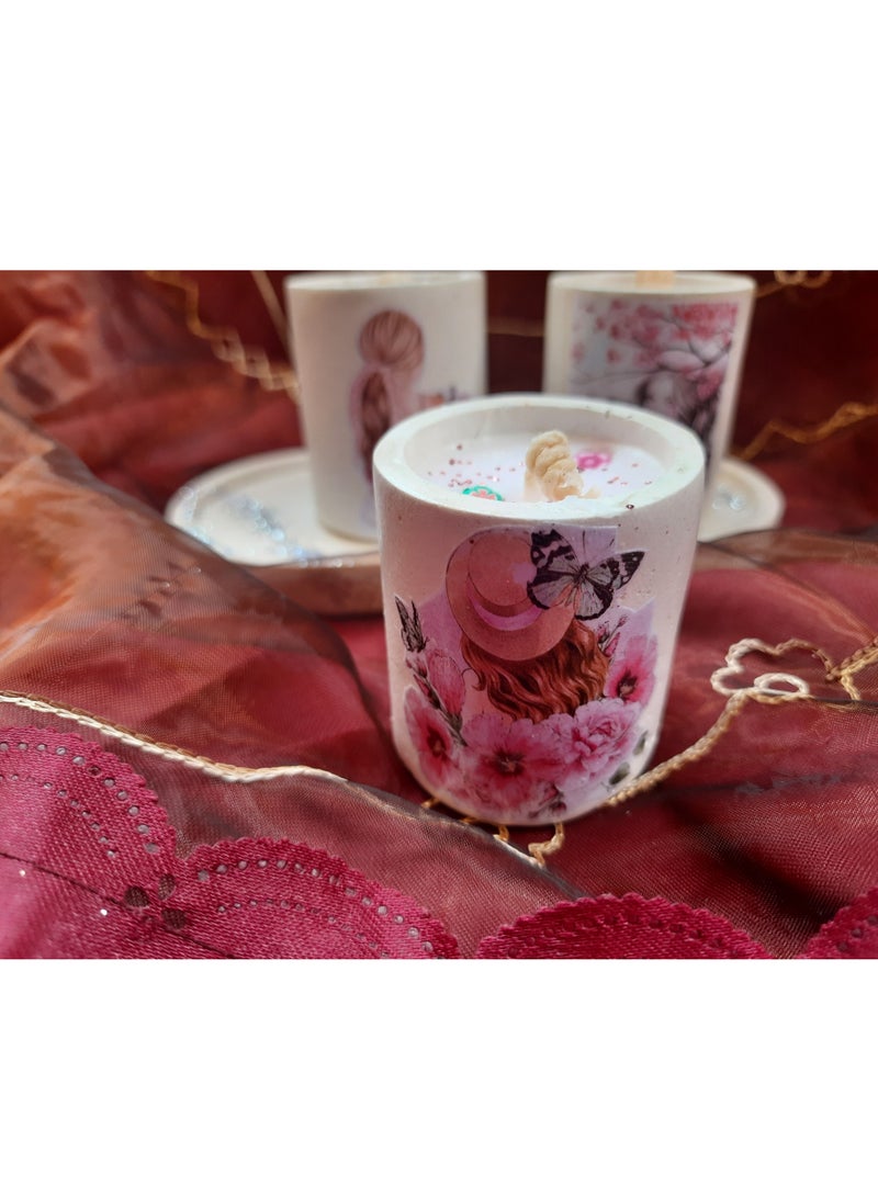 شموع معطرة مطبوعة ديكوباج على بوت ديكوى من الكونكريت  - Image 1