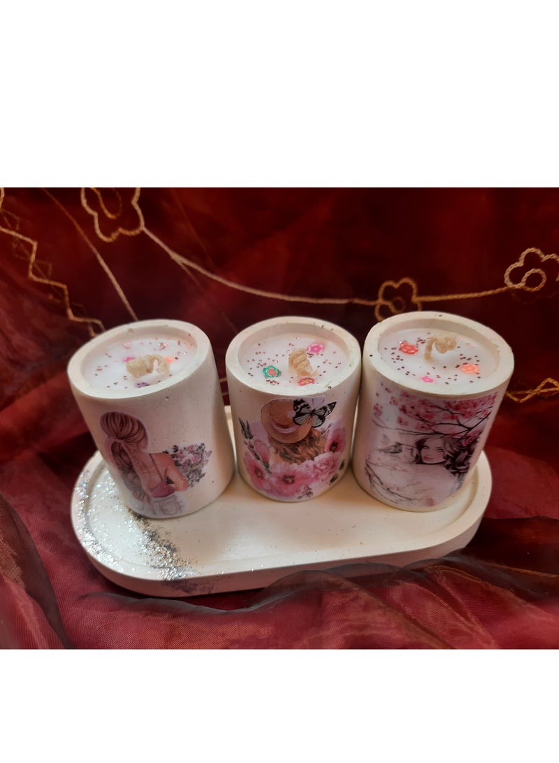 شموع معطرة مطبوعة ديكوباج على بوت ديكوى من الكونكريت  - Image 2