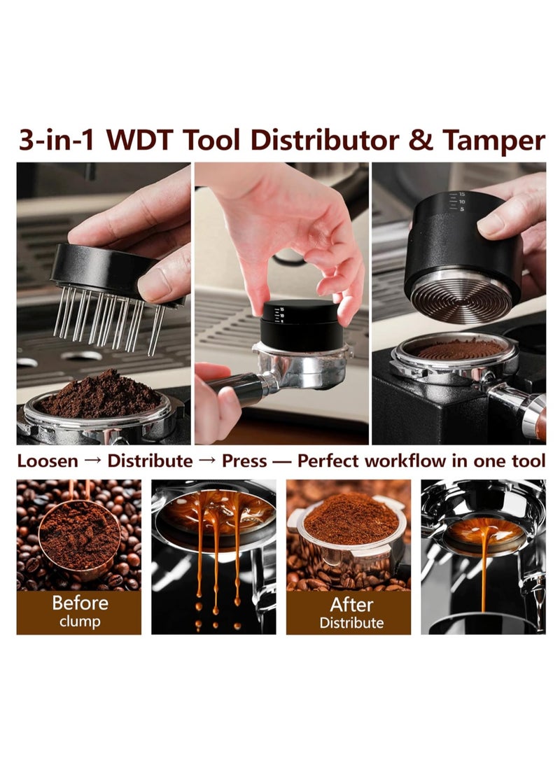 Ainawo 3-In-1 Coffee Distributor And Tamper With WDT Tool – Espresso Distribution Tool Set, Professional Espresso Accessories Kit, Fits 58mm Portafilters (58mm) - Image 2