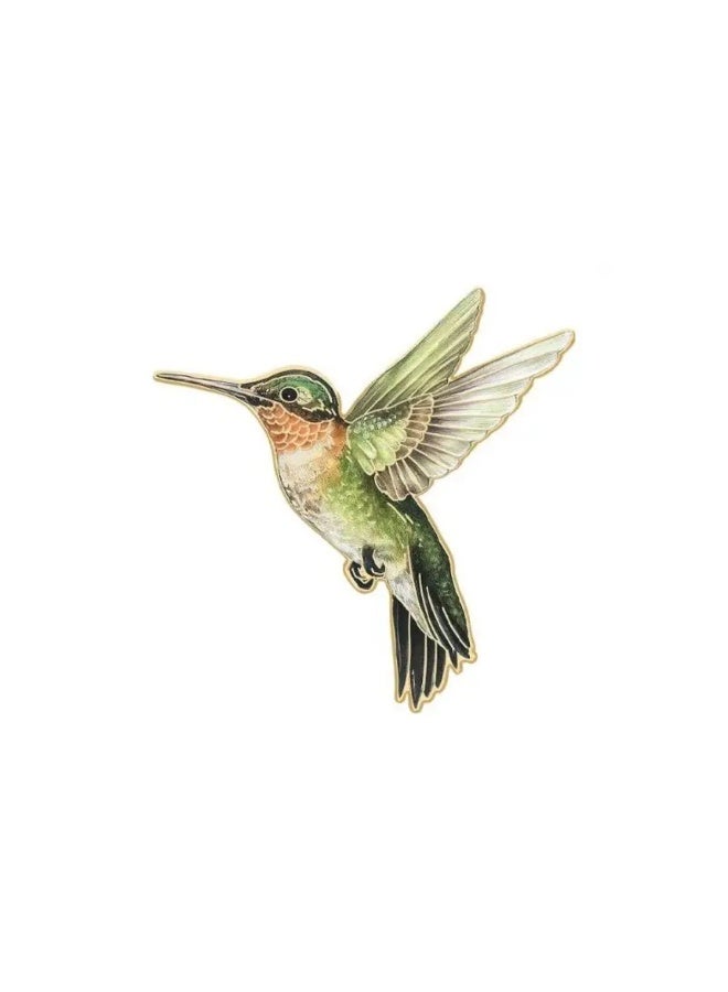 Luxury & Trendy Crystal Rhinestone Accessory Brooch Pin for Women, for clothes and Bags Fashion Enamel Available in different shapes and colors Gold/Silver (Hummingbird 2) - Image 1