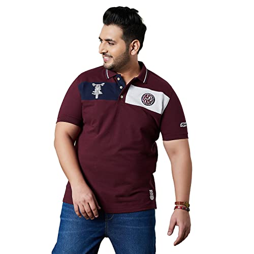 Bigbanana Plus Size Men's Regular Fit Colorblock Polo Tshirt (Gasket,Maroon,2XL) - Image 1