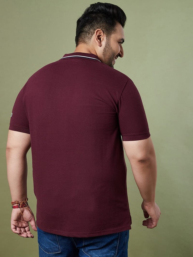 Bigbanana Plus Size Men's Regular Fit Colorblock Polo Tshirt (Gasket,Maroon,2XL) - Image 5