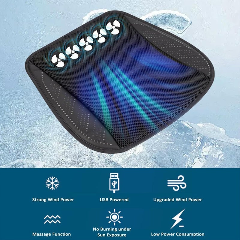 Foloose Ventilated Seat Cushion with USB Port, Summer Breathable Cooling Pad for All Car Seats, Home and Office Chairs, Black - Image 4