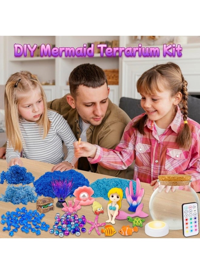 GGEROU - Mermaid Terrarium Gifts for Kids Girls, Mermaid Light Up Terrarium Unicorns Toys, DIY Moon Lamp Arts and Crafts Birthday Gift for Children Age 4-12 (Mermaid) - Image 1
