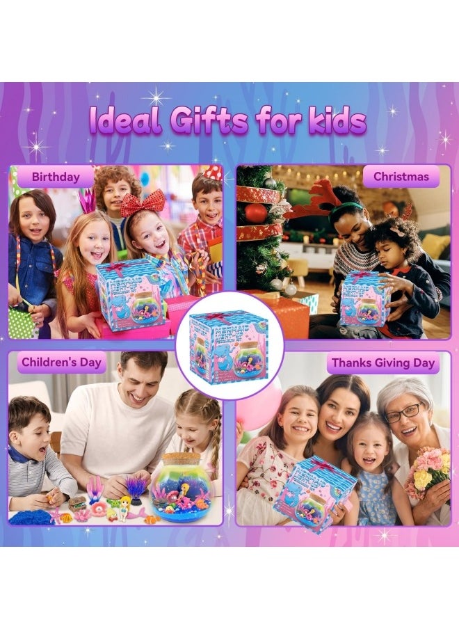 GGEROU - Mermaid Terrarium Gifts for Kids Girls, Mermaid Light Up Terrarium Unicorns Toys, DIY Moon Lamp Arts and Crafts Birthday Gift for Children Age 4-12 (Mermaid) - Image 1