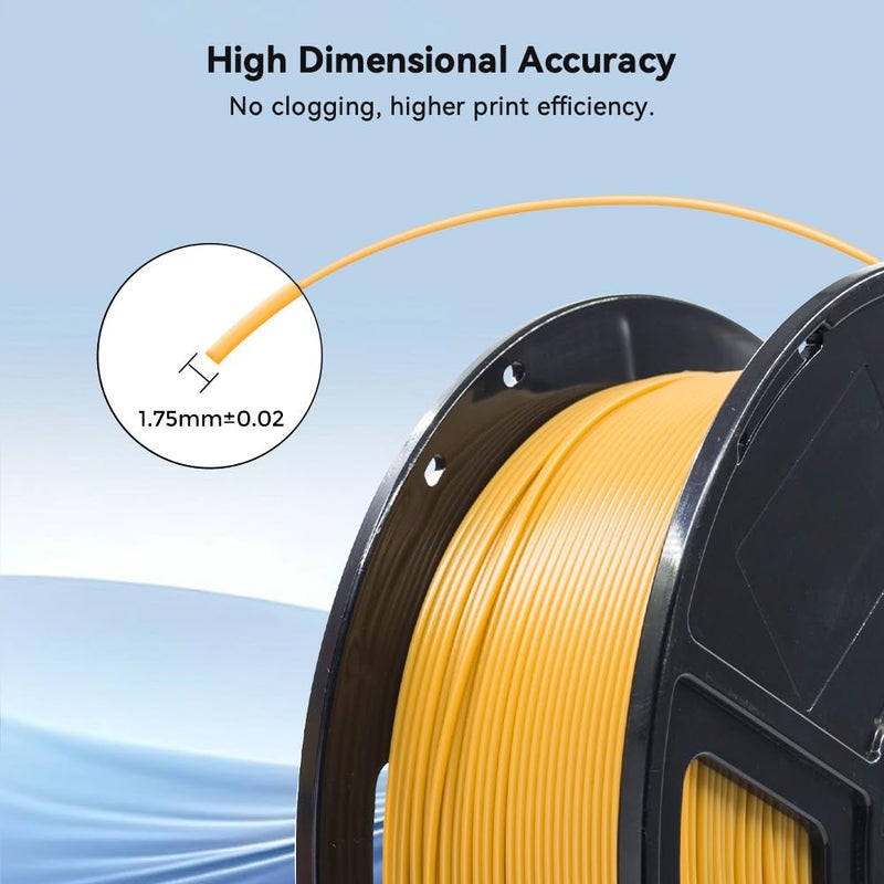 FLASHFORGE 3D Printer Filament, PLA PRO Filament 1.75mm, 1KG Spool (2.2lbs), Dimensional Accuracy +/- 0.02mm for FDM 3D Printers, Better Tenacity & No Knotting (Gold) - Image 5