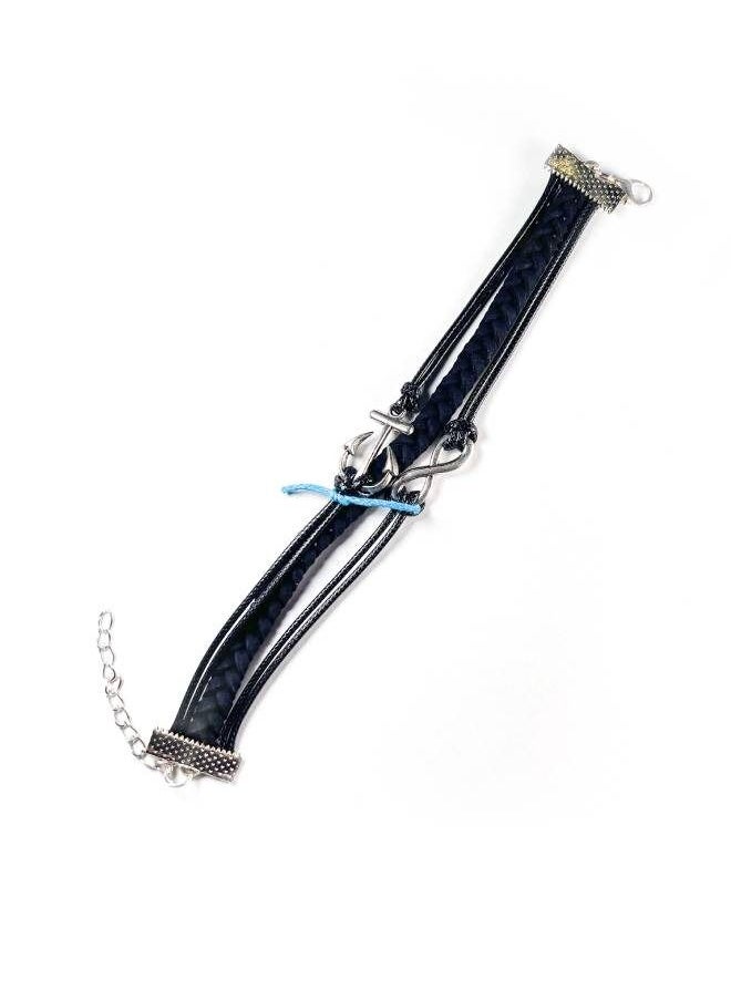 Elite Dose Double Infinity Anchor Braided Leather Bracelet  - Image 3