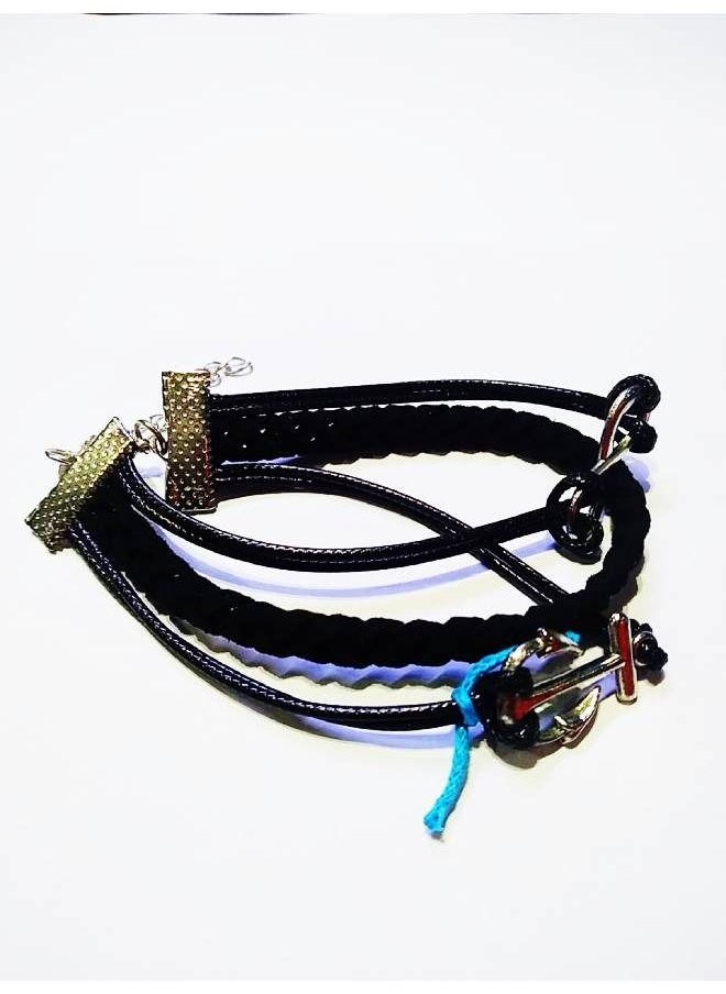 Elite Dose Double Infinity Anchor Braided Leather Bracelet  - Image 2