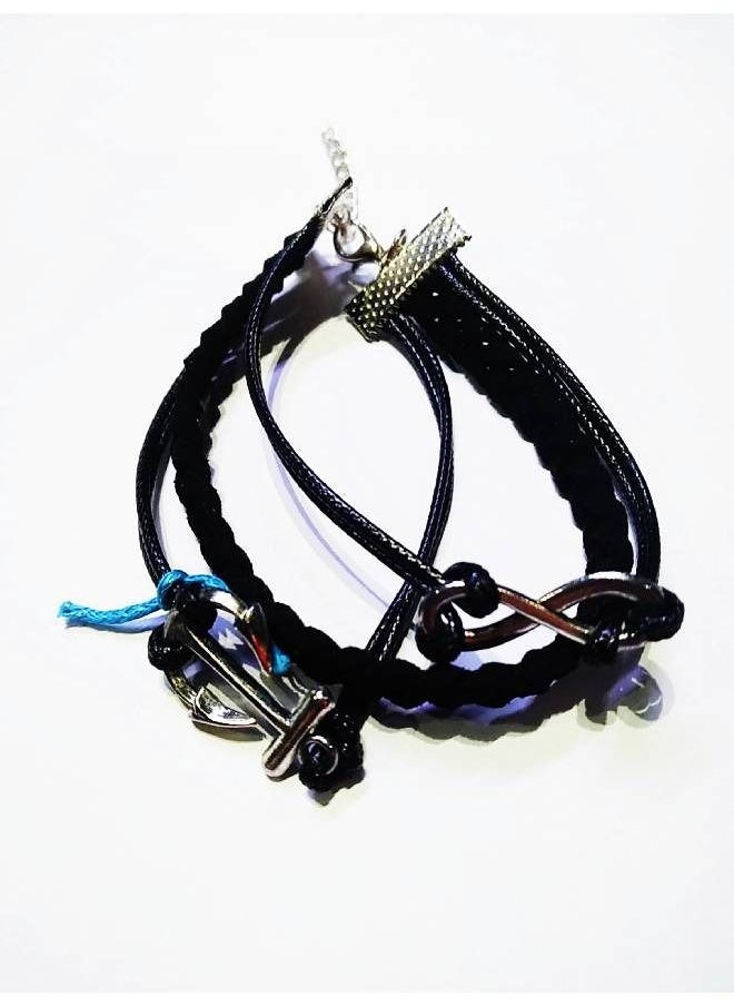 Elite Dose Double Infinity Anchor Braided Leather Bracelet  - Image 1