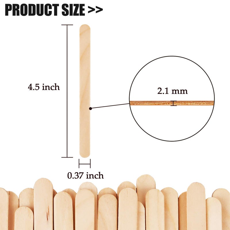 KTOJOY 200 Pcs Craft Sticks Ice Cream Sticks Natural Wood Popsicle Craft Sticks 4.5 inch Length Treat Sticks Ice Pop Sticks for DIY Crafts - Image 3