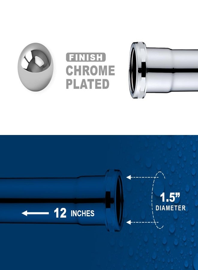 زي إم أنبوب تمديد ZM شديد التحمل مقاس 1-1/2 بوصة مع وصلة انزلاقية، بطول 12 بوصة، مقياس 22، وصلة سباكة نحاسية، كروم - Image 4