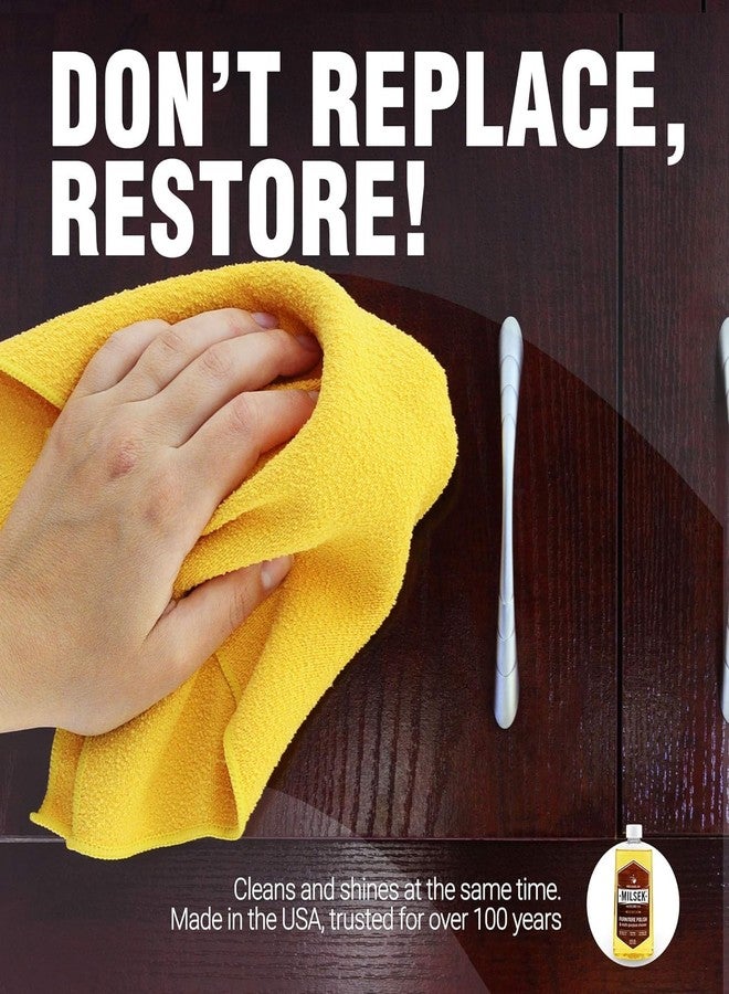 Milsek Furniture Polish and Wood Cleaner with Lemon Oil - Multipurpose Solution for Home Improvement from Hardwood Floors to Kitchen Cabinets - 12 Fl Oz (Pack of 2) with Microfiber Towel - Image 3
