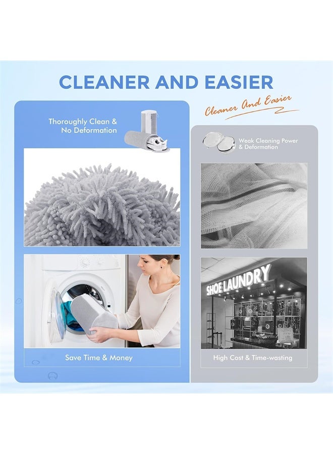 HOMESTAR 2Pcs Shoe Washing Bag, Fluffy Fibers Keep 360° Wrap-around Cleaning, Trainer Washing Machine Bag, Shoe Laundry Bag with Durable Hidden Zipper, Grey - Image 4
