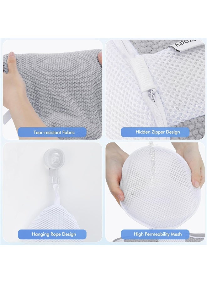 HOMESTAR 2Pcs Shoe Washing Bag, Fluffy Fibers Keep 360° Wrap-around Cleaning, Trainer Washing Machine Bag, Shoe Laundry Bag with Durable Hidden Zipper, Grey - Image 5