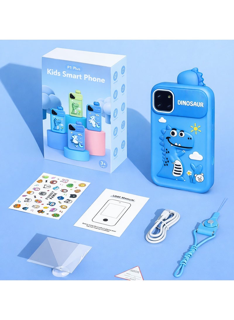 Maanys Kids Smart Phone with Dual Camera, Toddler Phone Toys with Learning Games & MP3 Music Player, Dinosaur Theme, Children's Department, Ages 3-7, Unisex, Blue Dinosaur - Image 3