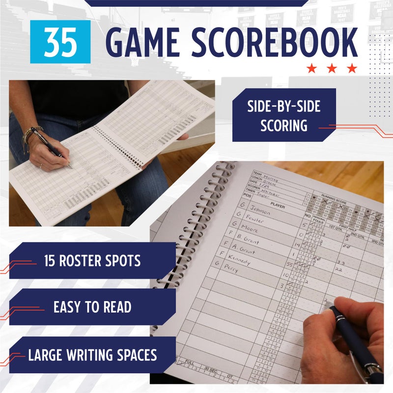 Murray Sporting Goods Basketball Scorebook - 35 Games Score Book Side by Side Score Keeping Book for Stats | Basketball Stat Tracking Book (1) - Image 2