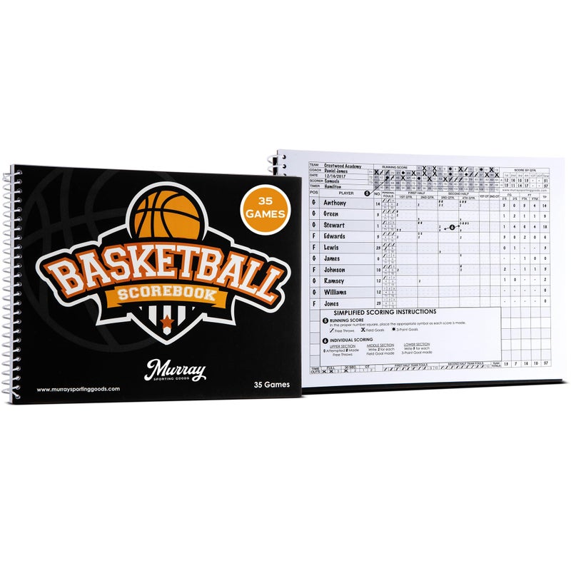 Murray Sporting Goods Basketball Scorebook - 35 Games Score Book Side by Side Score Keeping Book for Stats | Basketball Stat Tracking Book (1) - Image 1