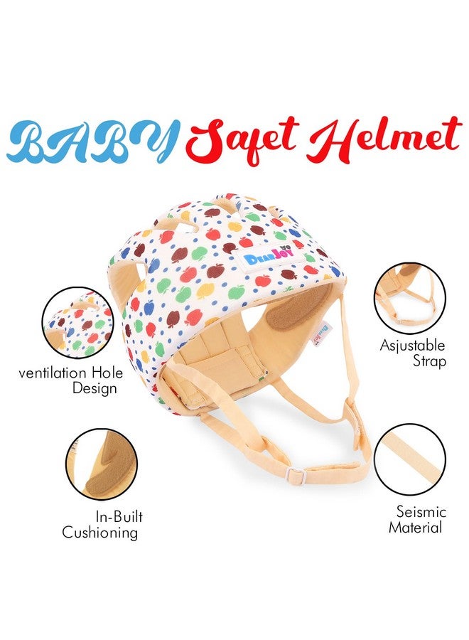 دير جوي واقي رأس الطفل لسلامة الأطفال من عمر 6 أشهر إلى 3 سنوات - خوذة أمان للأطفال مع تهوية مناسبة وحماية من الزوايا + واقيات ركبة للأطفال أثناء الزحف (طبعة آبل)، عبوة من قطعة واحدة، متعدد الألوان - Image 2