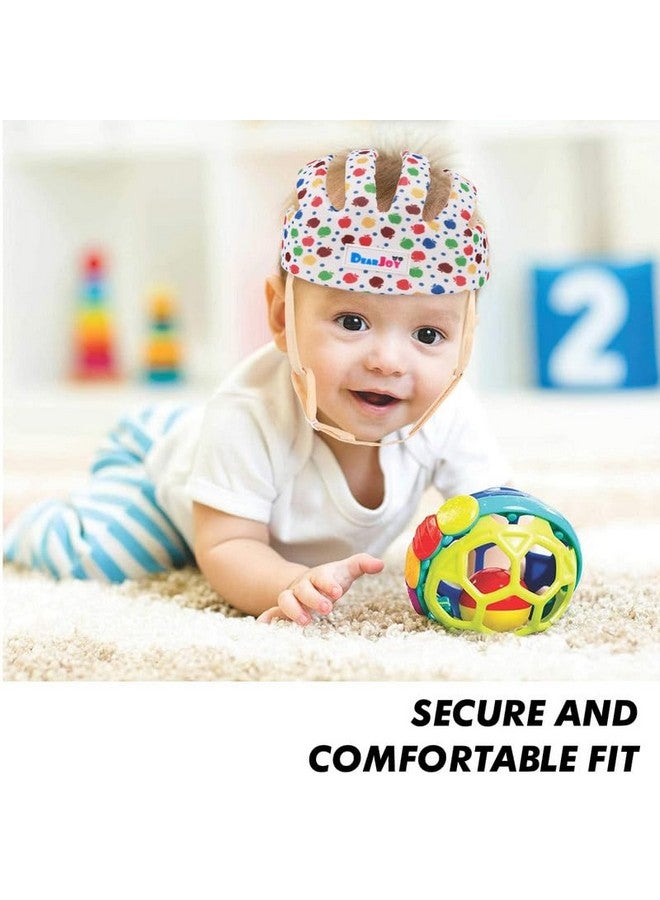 دير جوي واقي رأس الطفل لسلامة الأطفال من عمر 6 أشهر إلى 3 سنوات - خوذة أمان للأطفال مع تهوية مناسبة وحماية من الزوايا + واقيات ركبة للأطفال أثناء الزحف (طبعة آبل)، عبوة من قطعة واحدة، متعدد الألوان - Image 4