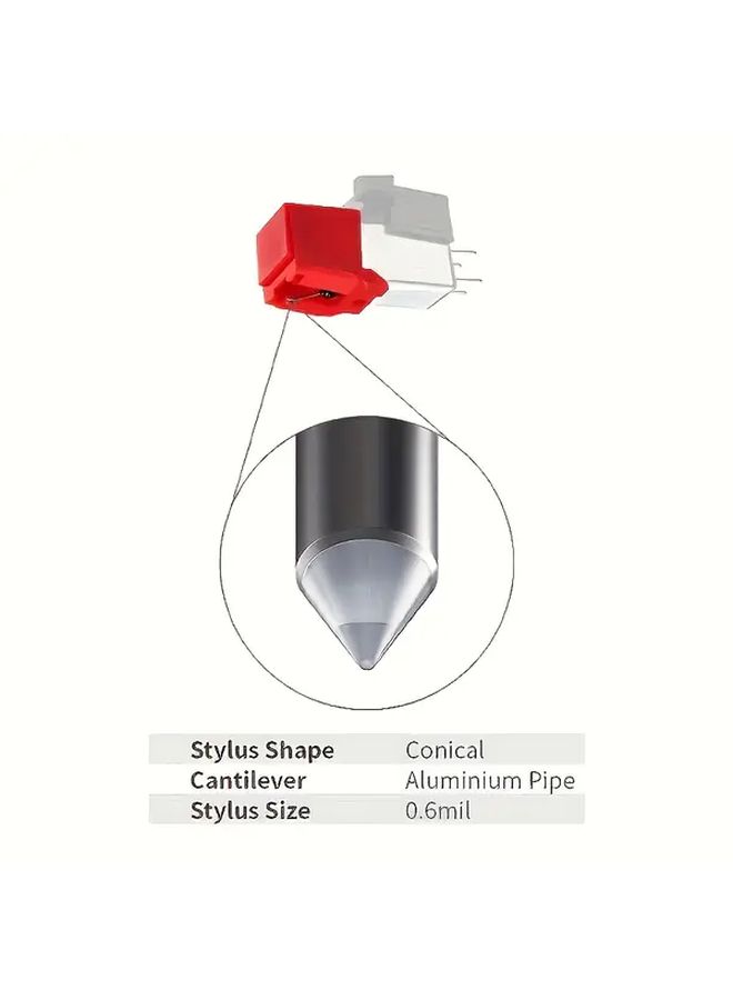 AT91R Red Hi Fi Dual Moving Magnet Cartridge With Oval Diamond Stylus For Turntables - Image 4