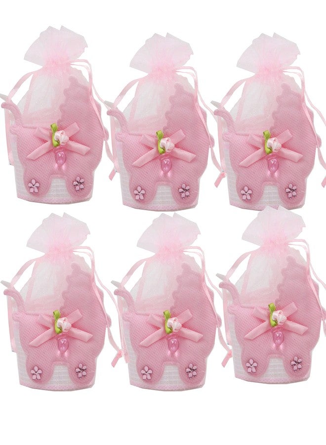 Jades : Baby Themed Favor Treat Bag- Baby Themed Party Candy Pouch-Baby Shower Treat Pouch-Baby Themed 1st Birthday Favor-Baby Themed Return Gift (Pink Set of 6 - A) - Image 2