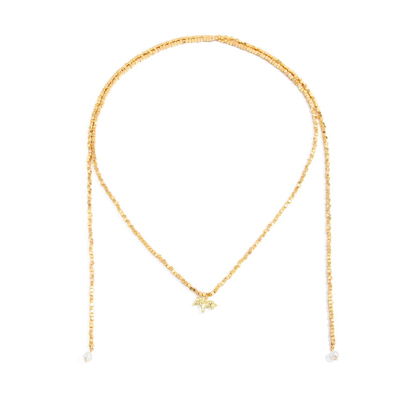 SHIXIN European and American Cross-Border Accessories: Sweet Style Square CCB Beaded Necklace with Simple Pony Pendant Y-Shaped Long Chain - Image 5