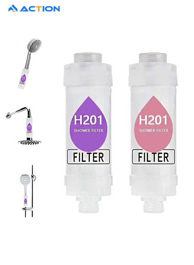 ACTION 2 Pcs Shower Filter Vitamin C, Shower Head Filter Removes Chlorine Fluoride And Improves The Condition Of Your Skin And Hair，Easy To Install (Lavender + Cherry Blossoms) - Image 1