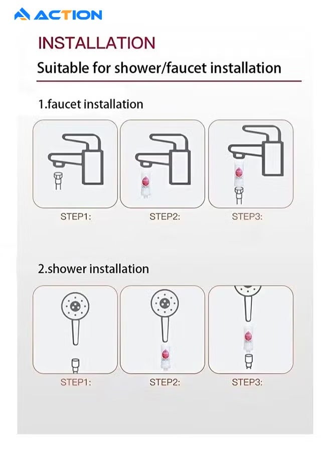 ACTION 2 Pcs Shower Filter Vitamin C, Shower Head Filter Removes Chlorine Fluoride And Improves The Condition Of Your Skin And Hair，Easy To Install (Lavender + Cherry Blossoms) - Image 4