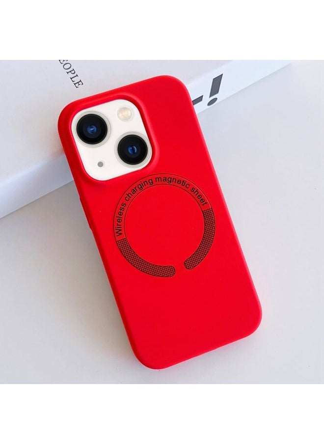 HuHa Case Cover For iPhone 13 MagSafe Magnetic Liquid Silicone Phone Case Red 