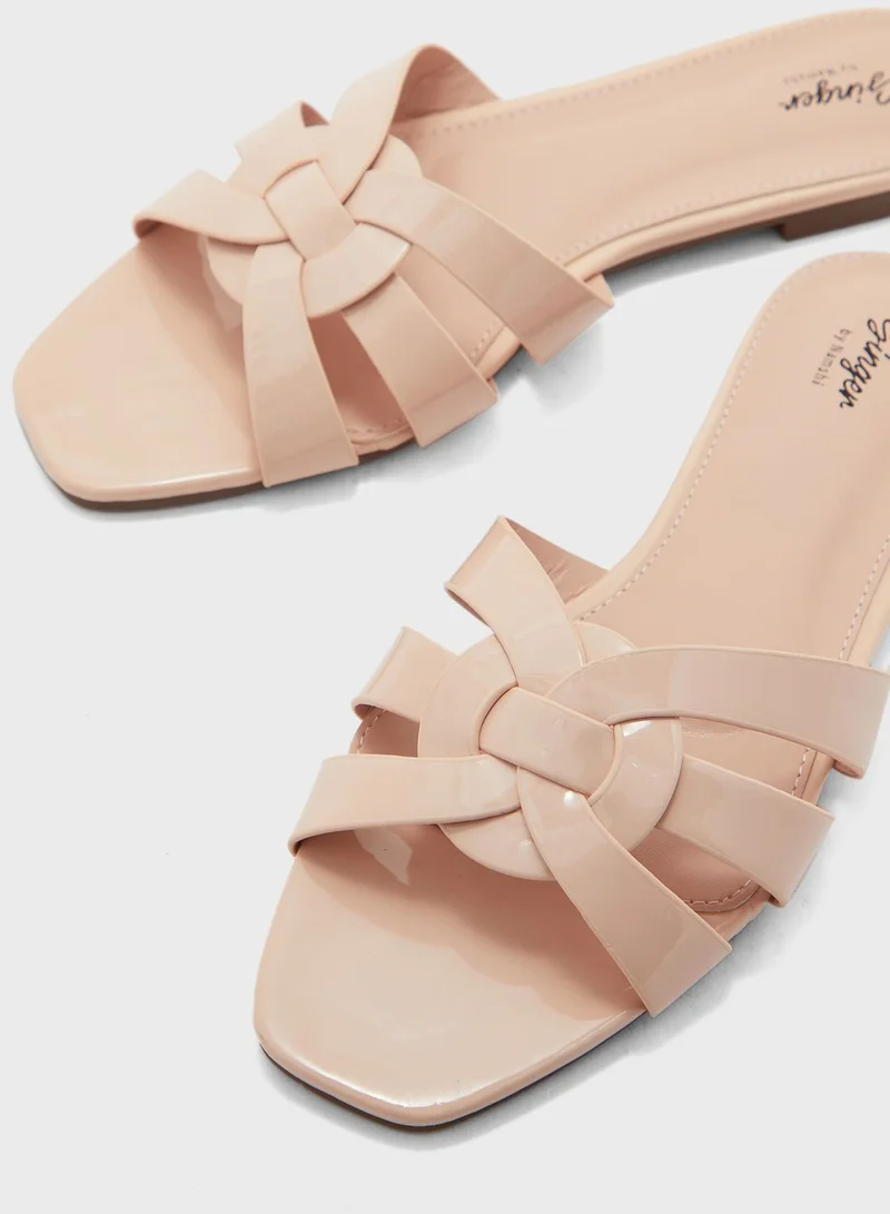 Ginger Interwoven Patent Flat Sandal