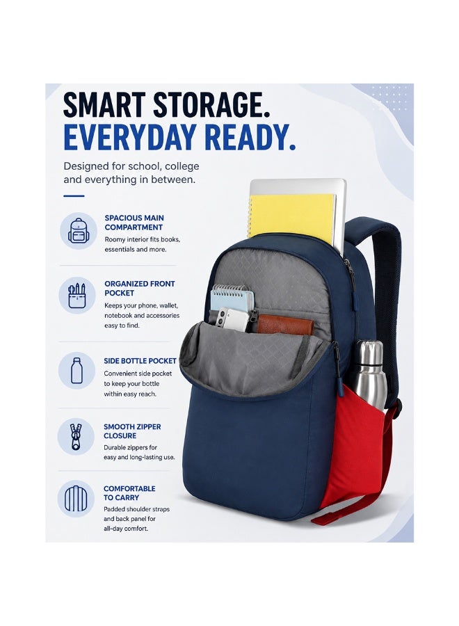 AMERICAN TOURISTER Daybreak Backpack 22L Capacity, 100% Polyester, Blue|15.6 "Laptop Compartment|Tractum Strap|Elastic Pocket|Ergo Back & Shoulder|Bottle Holder|Front Storage Pocket - 1 Year International Warranty - Image 4
