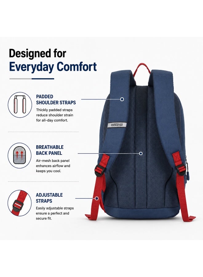 AMERICAN TOURISTER Daybreak Backpack 22L Capacity, 100% Polyester, Blue|15.6 "Laptop Compartment|Tractum Strap|Elastic Pocket|Ergo Back & Shoulder|Bottle Holder|Front Storage Pocket - 1 Year International Warranty - Image 5