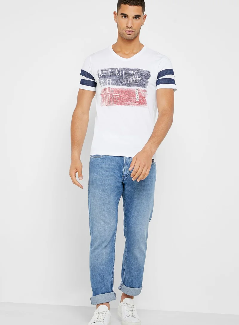 SALSA Stripes Detail Crew Neck T-Shirt