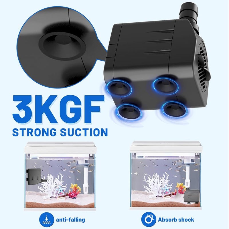 Knifel 200GPH Submersible Water Pump(750L/H,16W),Ultra Quiet Fountain Pump with 5.2ft. High Lift,Pond Pump for Fish Tank, Pond, Aquarium, Statuary, Hydroponics. - Image 5