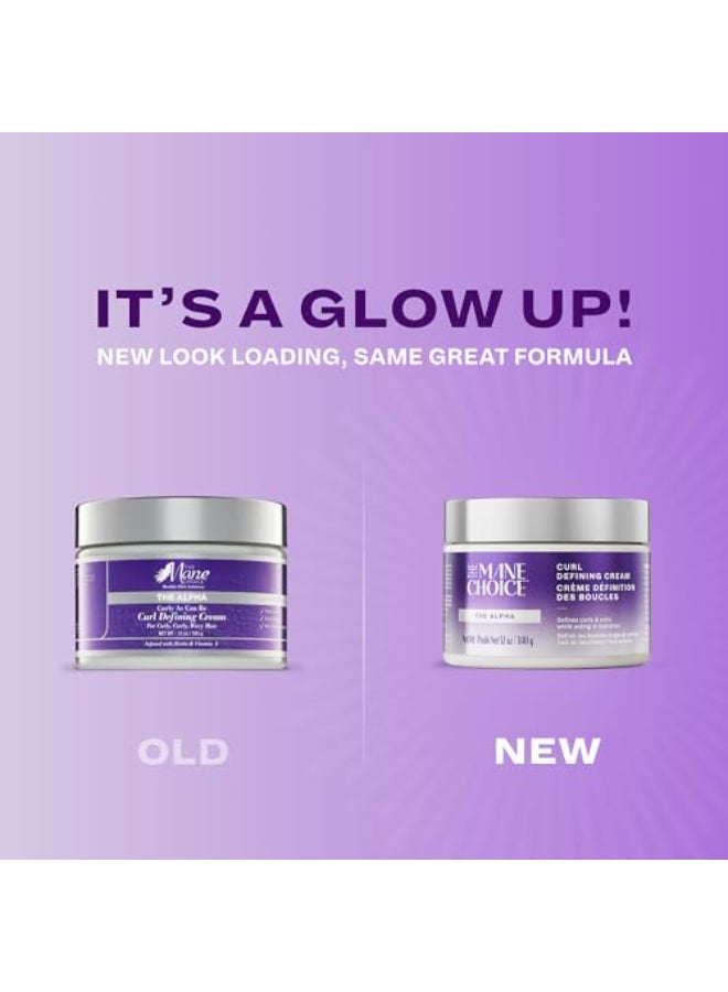 THE MANE CHOICE ذا مين تشويس ذا ألفا كرلي آز كان بي كرل ديفاينينج كريم 12 أوقية يحدد ويرطب وينعم تجعيد الشعر المجعد والمموج والمجعد معزز ببيوتين وفيتامين E خالي من البارابين - Image 3