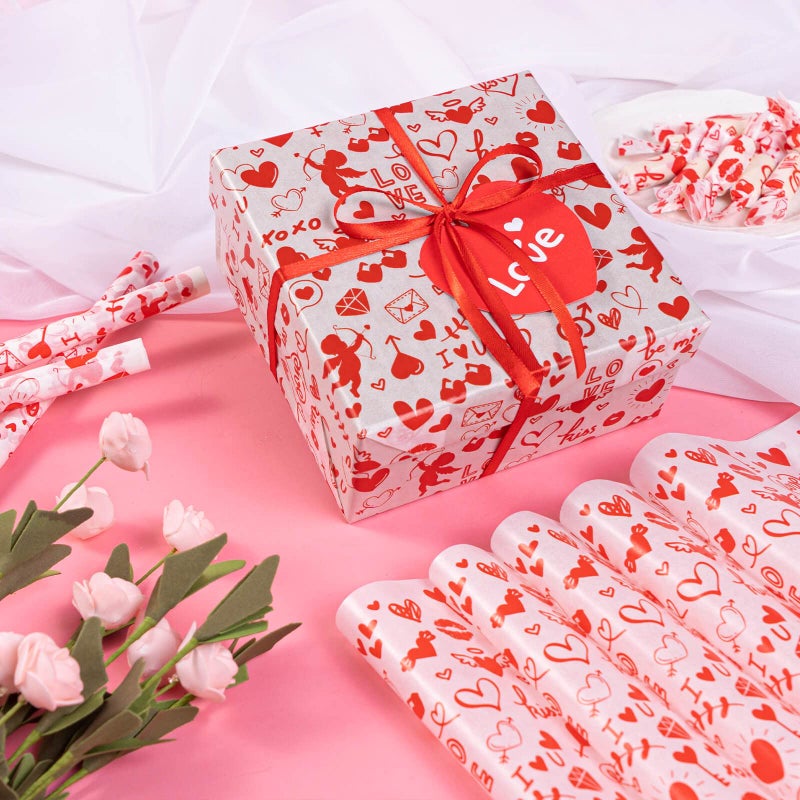KVCSYAW Valentine's Day Wax Paper for Food, 100 Pcs, 8.6 x 9.8 inches, Waterproof, Oil-proof, Sandwich Wrap, Candy Wrap, Picnic Basket Liners, Love Lock Pattern - Image 5