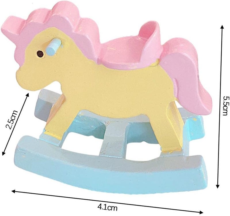 كلاراكو أثاث بيت الدمى، أثاث المطبخ والحمام وغرفة النوم وغرفة الأطفال لبيت الدمى، حصان خشبي - Image 3