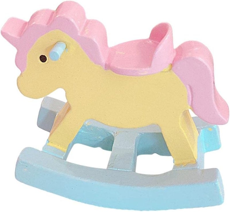 كلاراكو أثاث بيت الدمى، أثاث المطبخ والحمام وغرفة النوم وغرفة الأطفال لبيت الدمى، حصان خشبي - Image 1