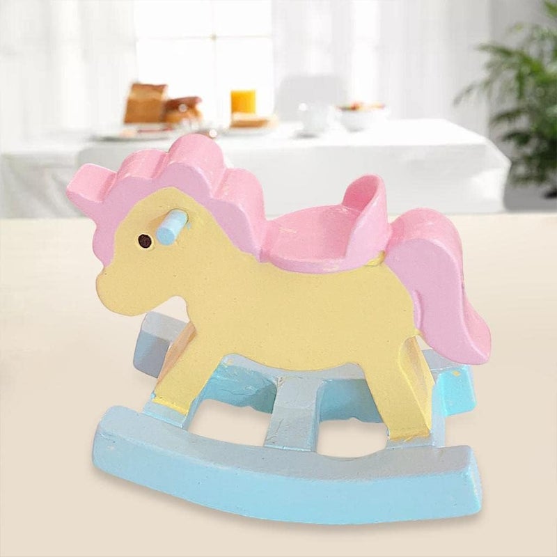 كلاراكو أثاث بيت الدمى، أثاث المطبخ والحمام وغرفة النوم وغرفة الأطفال لبيت الدمى، حصان خشبي - Image 2