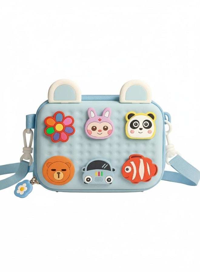 Skoolster Kids Cute Cartoon Crossbody Bag – 3D Animal & Car Design Silicone Shoulder Purse for Toddlers and Girls | Lightweight Waterproof Mini Bag for Travel, School & Outdoor Play (Blue) - Image 1