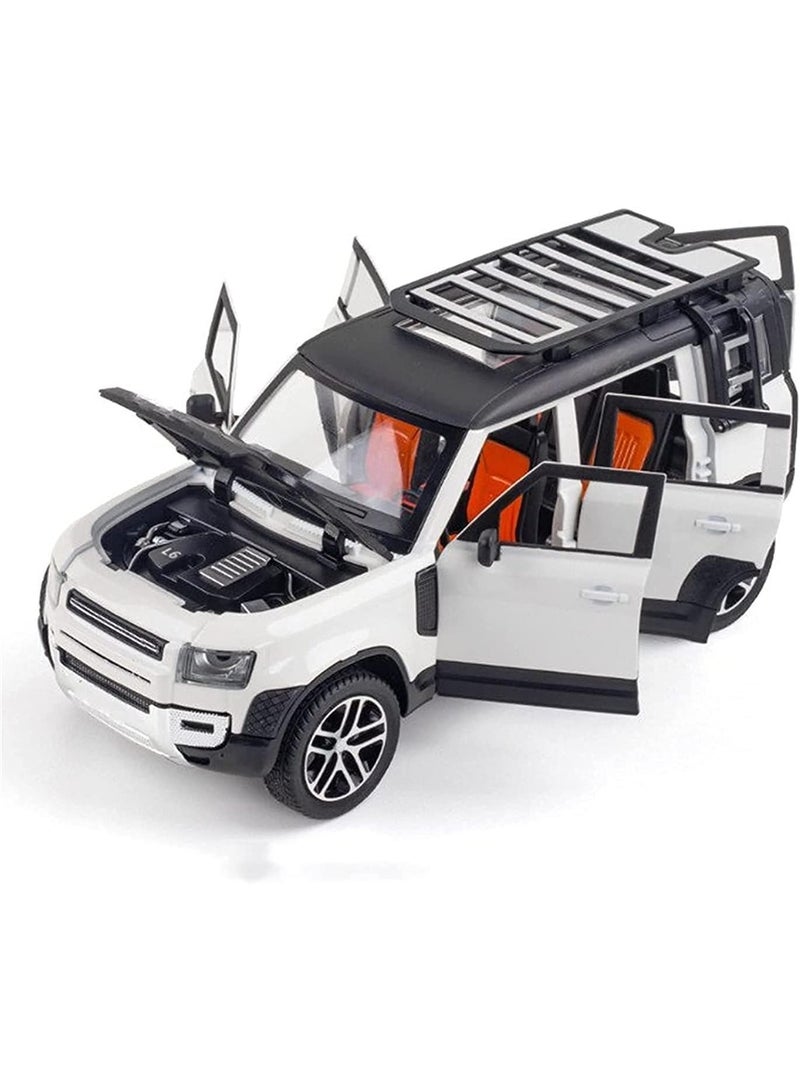 حديقة الألعاب نموذج سيارة لاند روفر ديفندر المصبوبة بمقياس 1/24 - محاكاة صوتية، إضاءة، سحب للخلف، مجموعة، هدايا للأطفال - Image 1