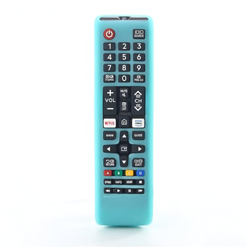 RAYA Silicone Remote Cover Compatible with Samsung Smart TV Remote BN59-01315 / Foxsky TV/X Electron TV Remote Protective Case with Lanyard (Aqua Blue) - Image 1